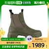 香港直发ganni女士暗绿色，平底短筒靴子时尚，百搭潮流简约s1526