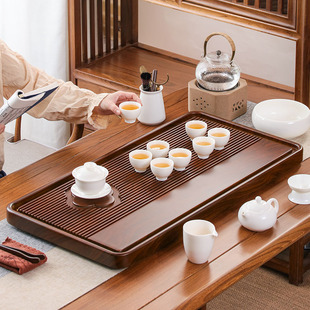 茶盘实木家用排水整块简约功夫，茶具中式现代长方形大号电木款茶台