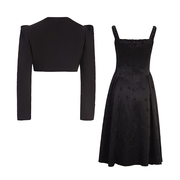 套装女2023春秋时尚，气质显瘦黑色外套，吊带裙高级感秋冬两件套