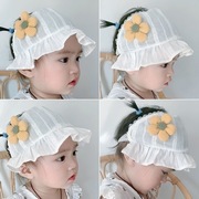 夏季薄款婴儿护卤门帽子，发带可爱新生儿男女，宝宝护囟门胎帽空顶帽