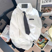 日系cityboy学院风领带白色衬衫外套，女秋季通勤职业内搭长袖上衣