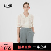 LINE韩国女装纯色衬衣夏季雪纺五分袖气质衬衫NWBLNF0100