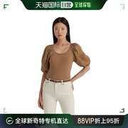 香港直邮潮奢laurenralphlauren女士，小号弹力棉质泡泡袖t恤