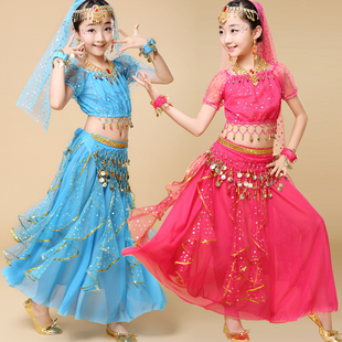 六一儿童印度舞演出服表演服女童肚皮舞套装幼儿园民族舞蹈服长裙