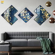 客厅现代简约晶瓷画镶钻沙发背景墙三联装饰画北欧轻奢创意组合画