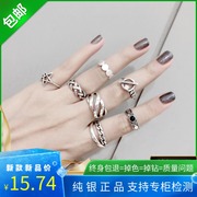 s925纯银戒指女日韩韩版潮人夸张开口链条可调节食指指环女