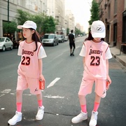 儿童篮球服套装女童夏装女孩女生学生速干训练服23号球衣运动短袖