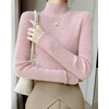 温柔粉色半高领毛衣女秋冬高级感气质修身内搭加厚羊毛打底针织衫