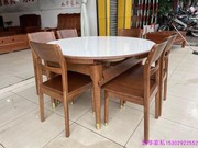实木收缩餐桌岩板餐台橡木折叠餐桌配6椅1.38米跳桌新上市吃饭桌