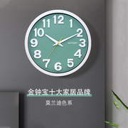金钟宝立体数字挂钟客厅静音绿色北欧钟表现代简约房间卧室石英钟