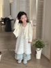 韩版春秋女童纯色短款外套儿童裙子宝宝洋气吊带长裙连衣裙