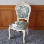 现代简约欧式实木餐椅象牙白色，布艺酒店餐厅椅子美甲化妆靠背凳子