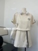 emma美式复古卫衣套装女夏季短袖薄款韩版甜美通勤休闲半裙两件套