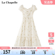 拉夏贝尔/La Chapelle夏季泡泡袖法式茶歇气质收腰连衣裙子长裙女