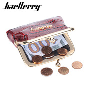 baellerry零钱包女欧美亮面鳄，鱼纹钱包金属夹扣包硬币包