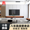 新中式现代简约木饰面格栅，硬包背景墙轻奢沙发，客厅电视床头软包