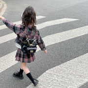 韩系女童学院风套装2024春装宝宝洋气jk格子衬衫百褶裙两件套