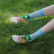 多巴胺潮袜女生春夏季格子文艺森女系短袜小清新撞色袜子