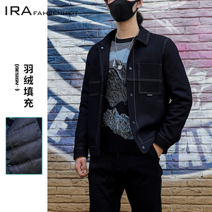 ira线下同款，冬季男士夹克羽绒服大衣，外套常规毛呢上衣潮流