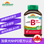 自营Jamieson健美生维生素B族缓释型B100 60片*2瓶 熬夜常备