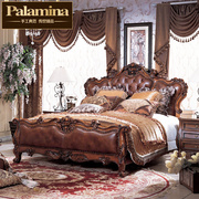 美式实木床1.8米双人大床欧式真皮婚床古典法式宫廷卧室家具别墅