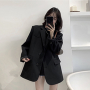 新春西装外套女小个子韩版高级小众设计感上衣，宽松休闲黑西服正装