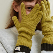 coisini撞色拼接针织毛线手套，女冬季韩版ins百搭保暖防寒五指手套