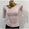 纯欲水粉色~垂感舒适又显瘦的v领短袖t恤打底衫修身上衣女夏2021