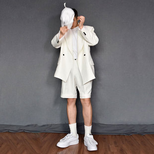 冷淡系艺术生外套西装男高级感夏天ins轻奢风，上衣氛围感白色西服