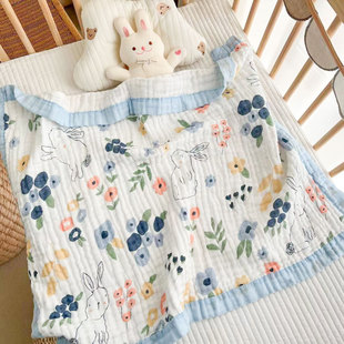 宝宝外出小毯子薄款夏季婴儿纱布纯棉，毛巾被子推车盖毯午睡夏凉被