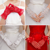 新娘手套蕾丝红色白色，结婚手套婚庆婚礼婚纱，手套短款长款缎面手套