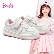 芭比女童鞋子春款2024洋气儿童公主休闲板鞋，校园小白鞋