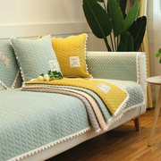 全棉沙发垫布艺简约现代客厅，四季通用真皮坐垫子防滑套罩盖巾