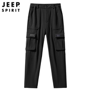 jeep吉普休闲裤男情侣，工装多口袋长裤，户外复合绒登山旅游裤子