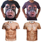 搞笑大猩猩短袖男夏季个性恶搞3D动物猴子短t恤大码衣服半截袖衫