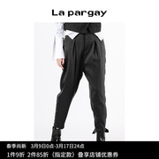 Lapargay纳帕佳2023女装裤子个性洋气条纹简洁西装锥形休闲裤