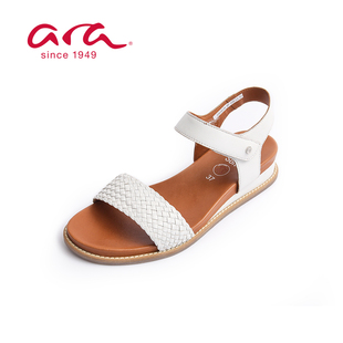 ara德国鹦鹉舒适女鞋 夏季一字型搭扣露趾粗跟全凉鞋 G楦22S16136
