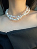 韩国优雅法式夸张大珍珠双层项链白色颈链百搭锁骨链短款个性