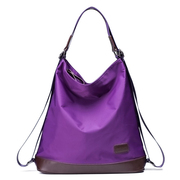 双肩包女时尚紫色通勤背包休闲2024百搭潮流单肩包水桶两用包