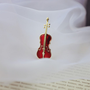 情怀音乐家精致复古红色小提琴珐琅胸针毛衣披肩，西装配饰领针