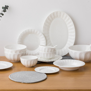 碗碟套装餐具家用碗具碗盘，白瓷盘子日式碗筷，乔迁简约高级感骨瓷
