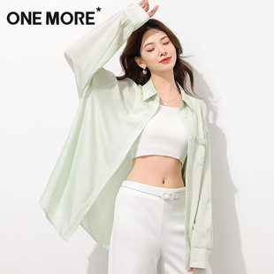 one more衬衣女款2025新款爆款长袖雪纺上衣开春外套薄荷绿衬衫X