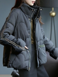 保暖加厚立领喇叭袖棉服外套女2024冬季韩版宽松百搭时尚棉衣
