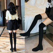 过膝长靴女春秋冬2025新款长筒靴绒面弹力高筒靴子韩版网红瘦瘦靴