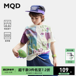 怪兽系列mqd童装儿童短袖t恤24夏印花(夏印花)男童凉感上衣吸湿速干