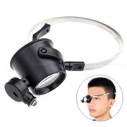 15倍头戴式单眼修表眼戴式放大镜带led灯鉴定专用手表钟表，维修工具高清戴在眼睛上的