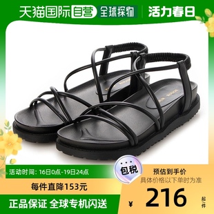 日本直邮Shoset女士凉鞋黑色绑带后跟舒适时尚出街搭配夏季