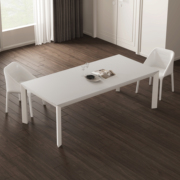意式极简饭桌白色纯白岩板餐桌现代简约北欧小户型家用长方形餐桌