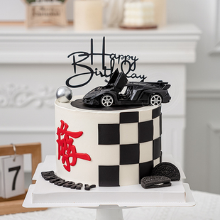 塑料跑车模型蛋糕装饰汽车摆件男孩，男神过生日插件暴富發字装扮