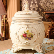 欧式陶瓷米缸米桶20斤10公斤装家用厨房收纳盒带，盖密封米粉储物罐